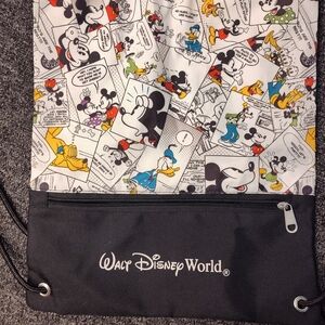 Disney Walt Disney World Black Comic Strip Drawstring Backpack